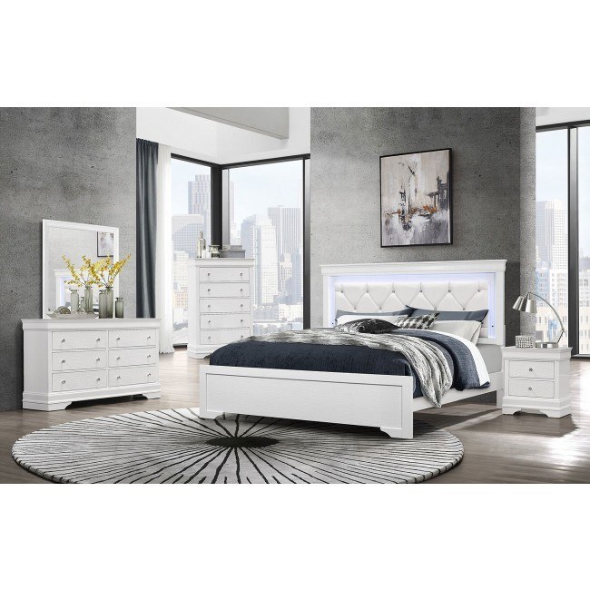Pompei Panel Bedroom Set White Global Furniture Furniture Cart