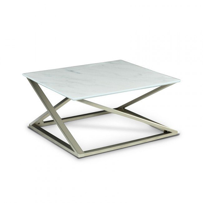 Zurich Faux White Marble Top Square Cocktail Table Steve Silver