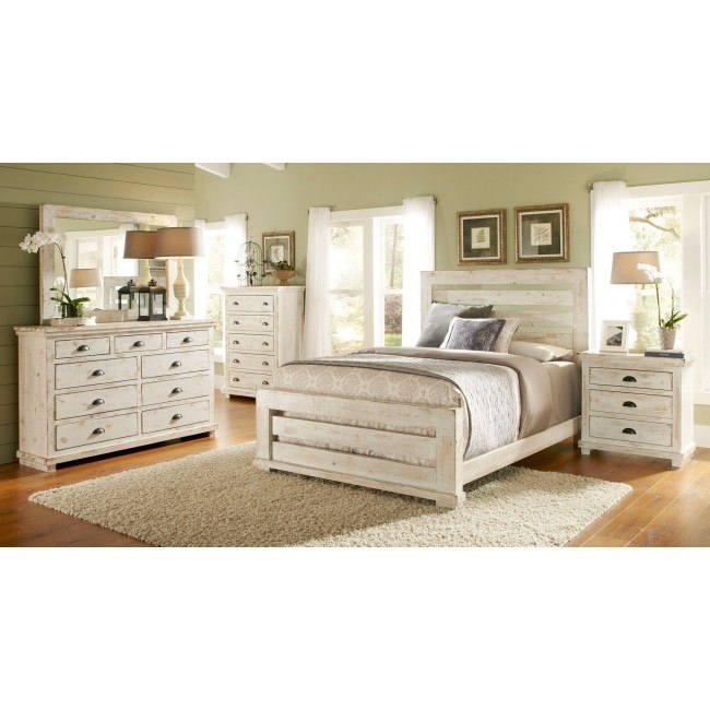 Queen Distressed White Progressive Furniture Willow Bedroom