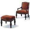 Exposed Wood Arm Chair w/ Ottoman