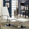White Swivel Accent Chair w/ Ottoman