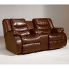 Revolution - Saddle Dual Glider Recliner Loveseat w/ Console