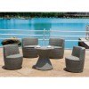 Stackable 5 Piece Outdoor Set In Gray Woven Rattan