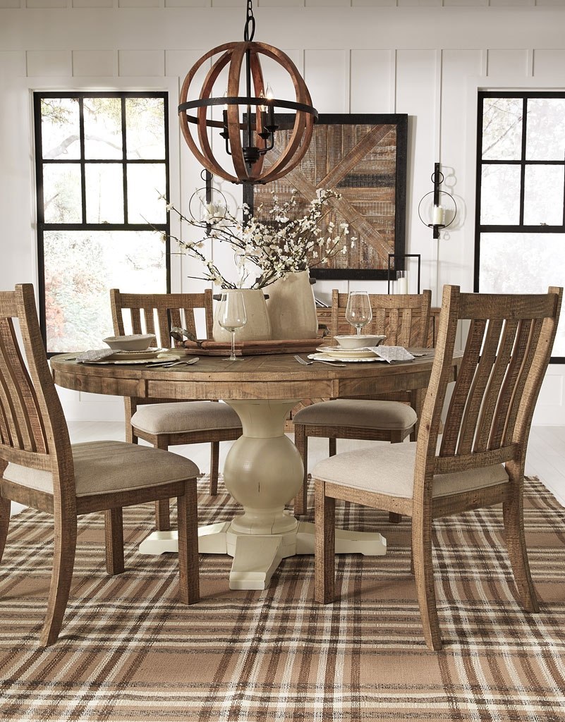 Grindleburg Round Dining Room Set W/ Light Brown Chairs Signature