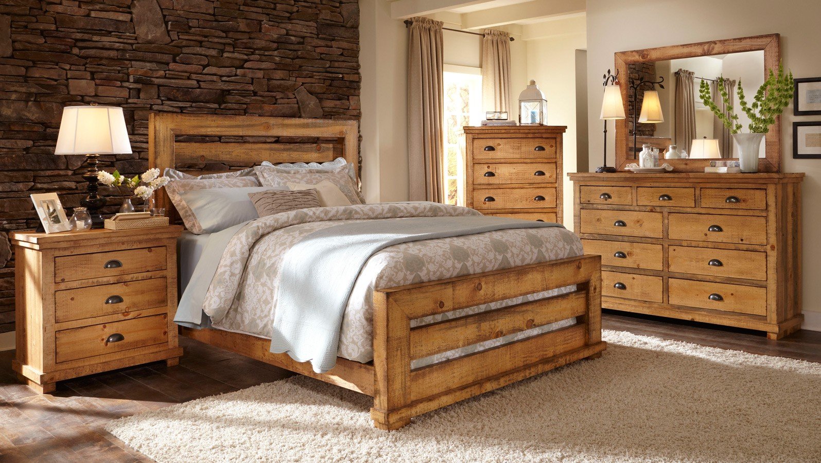 Willow Slat Bedroom Set (Distressed Pine) Progressive ...