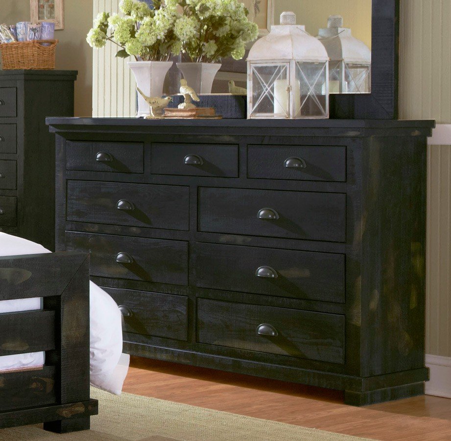 Willow Drawer Dresser Distressed Black Progressive Furniture 3
